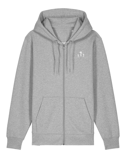 Unisex-Zip-Thru-Hoodie-Sweatshirt Heather Grey