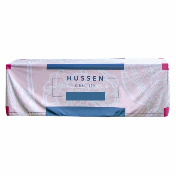 Biertisch-Husse LANG 220 x 50 x 73 cm rundum geschlossen, 4/0-farbig bedruckt